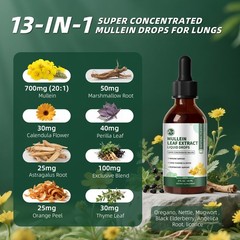 Mullein Leaf Extract Drop Support Lung Cleanse & Detox Immune Respiratory