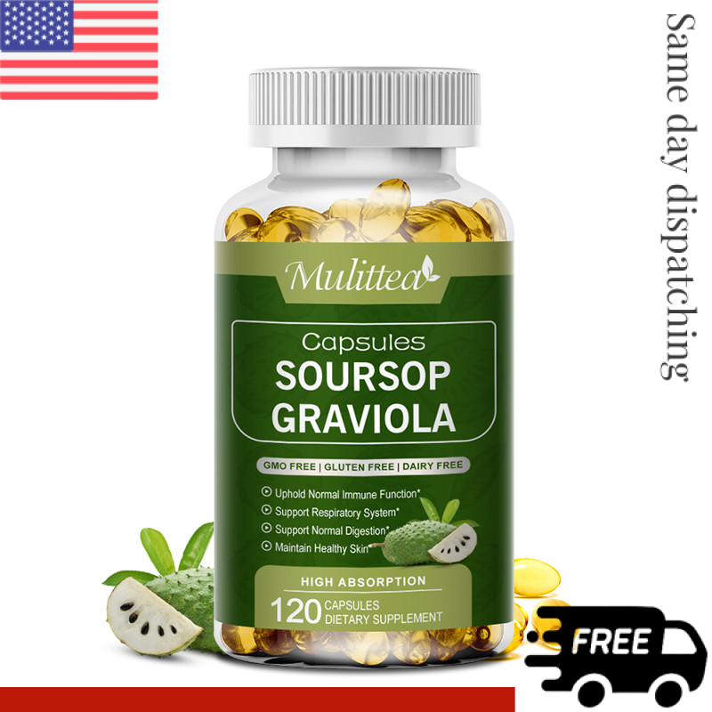 120Pills Soursop Graviola Capsules Leaf Fruit Extract Support Respiratory Health