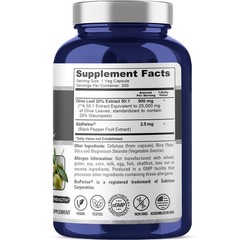 High Absorption Olive Leaf 25000Mg Vegetarian Supplement With Bioperine 1 Count