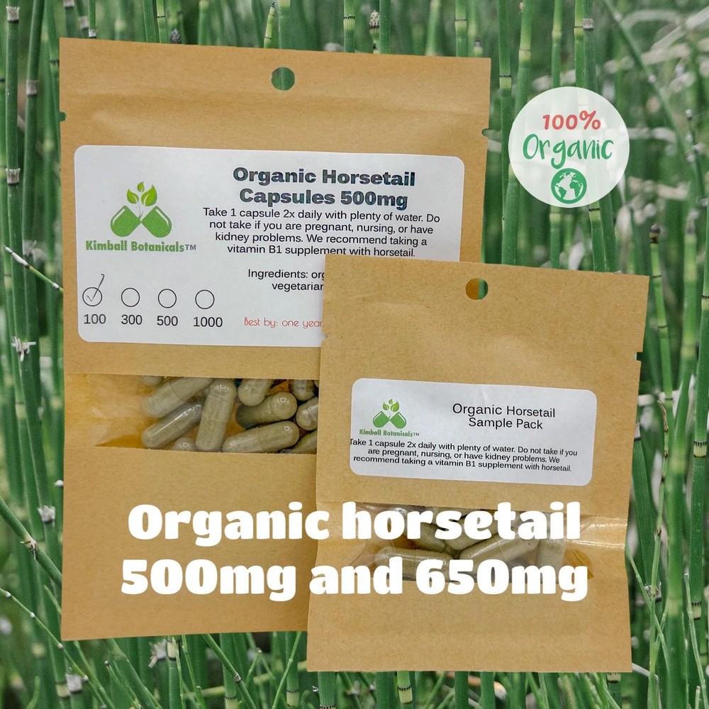 Organic Horsetail (Equisetum arvense) 500mg or 650mg vegetarian or pullulan