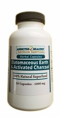 60 Diatomaceous Earth & Activated Charcoal Capsules,1000 mg-Top Detox Combo