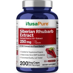 Non-GMO Siberian Rhubarb Extract 250mg – 200 Vegan Capsules, Plant-Based, cGMP