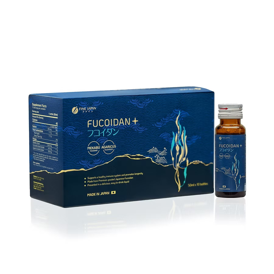 FINE JAPAN Premium Fucoidan Plus Drink Seaweed Extract and Agaricus Mushroom