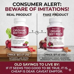 Organic Beet Root Capsules, 1300Mg – 60 Capsules (30-Day Supply) | Vegan, Non-Gm
