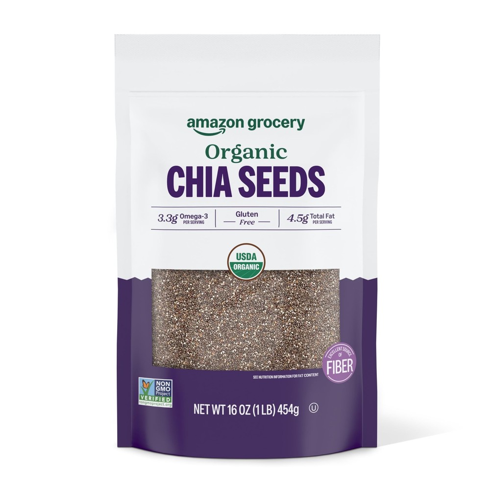 Organic Black Chia Seeds 16 Oz Gluten Free Fiber Omega 3 Nutrition