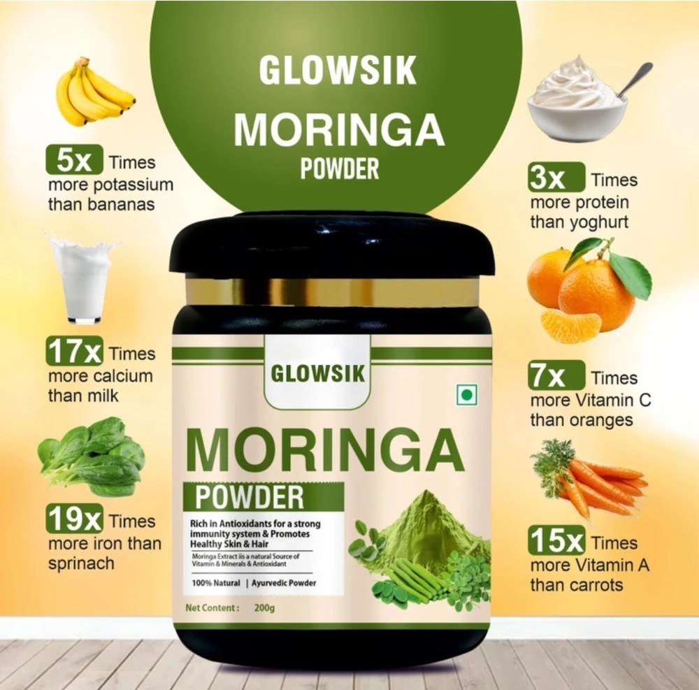 Pure Moringa Oleifera Leaf Powder | Premium Natural Green Superfood | Pack Of 2