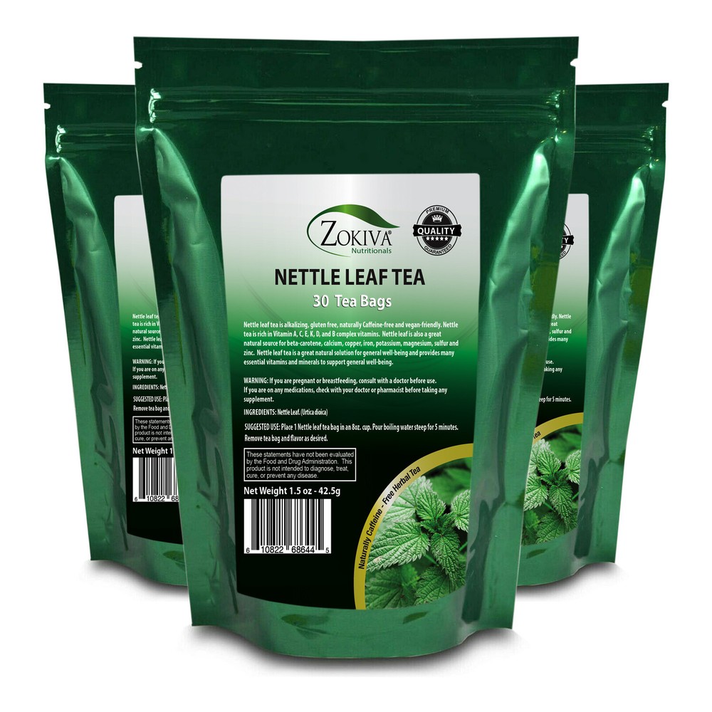 Nettle Leaf Tea Bags – 3-Pack (90) Premium Quality, Caffeine-free Herbal Tea