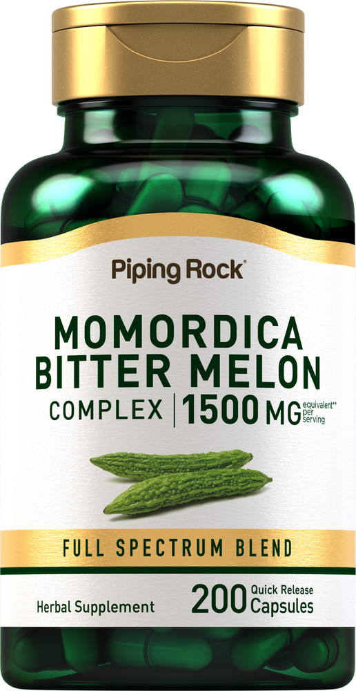 Bitter Melon Capsules 1500mg | 200 Count | Non-GMO, Gluten Free | by Piping Rock