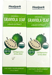 Graviola Leaf Liquid Extract 1fl oz – Organic Stress Relief EX 09/26 – LOT of 2