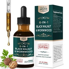 ORGANIHERBENCE Black Walnut & Wormwood Extract Liquid 2 Fl Oz (Pack of 1)