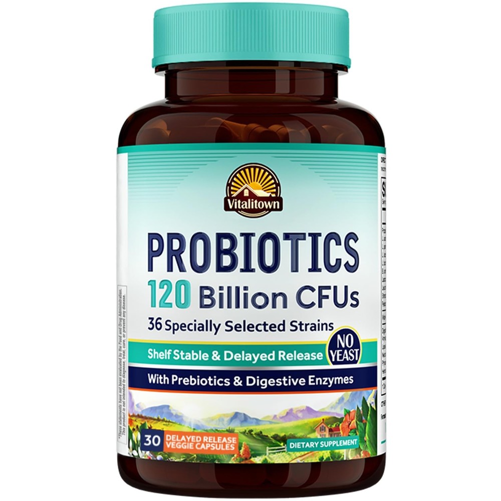 VITALITOWN Probiotics 120 Billion CFUs 30 Count (Pack of 1), 120 Cfus