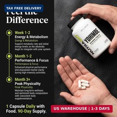 Yohimbe Bark Extract Supplement for Men and Women, Yohimbine 4mg, 90 Vegetable
