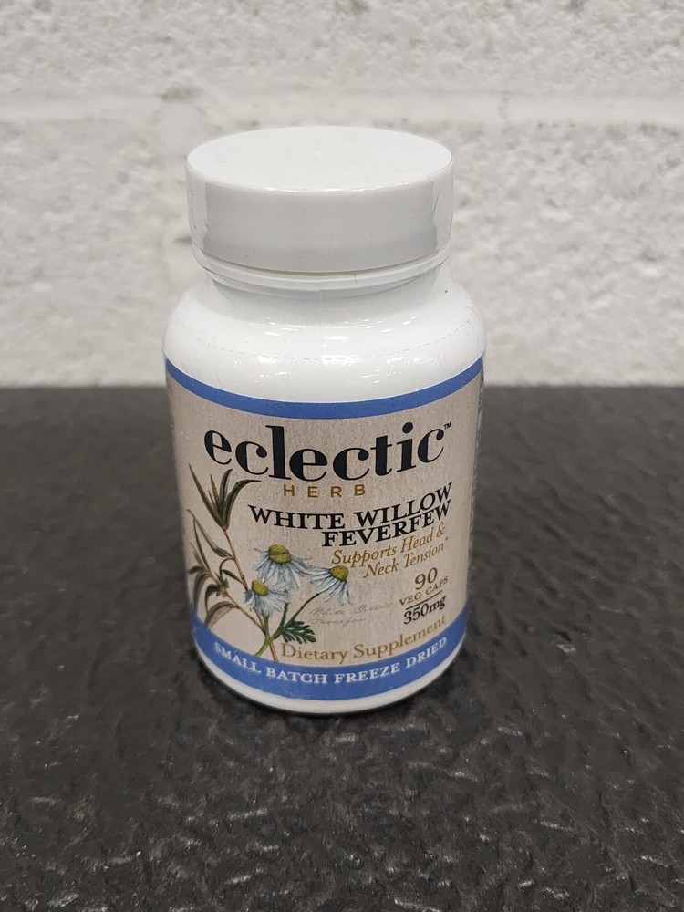 Eclectic Herb White Willow Feverfew Supports Head & Neck Tension 90 Veg Cap
