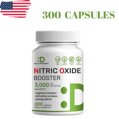 Nitric Oxide Booster Supplement – L-Arginine, L-Citrulline 3000mg – 300 Capsules