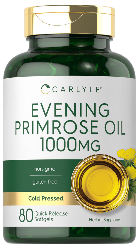 Evening Primrose Oil 1000mg | 80 Softgels | Non-GMO & Gluten Free | by Carlyle