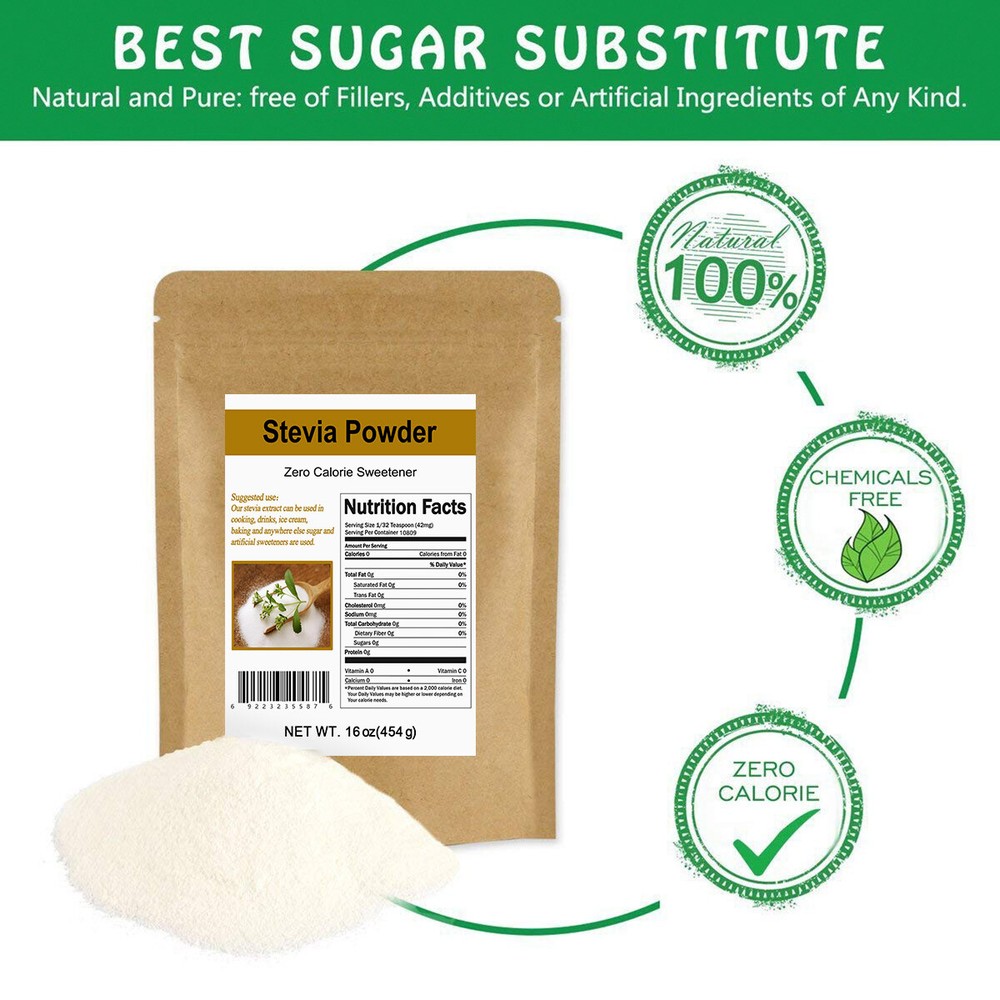 PURE STEVIA EXTRACT POWDER STEVIOSIDES NATURAL SWEETENER 0 Cal SUGAR SUBSTITUBES