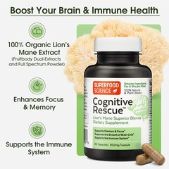 Superfood Science Cognitive Rescue Dual Extract Lion’s Mane, Memory & Focus