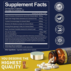 Organic Ceylon Cinnamon Capsules 18-in-1 Extract, Berberine Apple Cider Vinegar