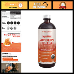 Organic Cordyceps Mushroom Extract 8 oz | Max Potency Tincture, 70% Beta Glucans