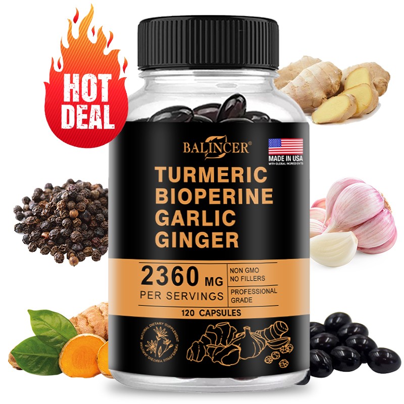 Turmeric Curcumin Highest Potency 95% 2360mg with BioPerine Garlic Ginger