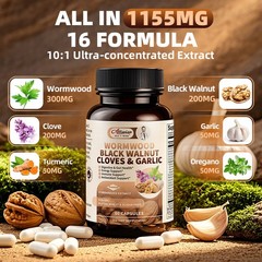 Parasite Cleanse Capsules/Extract-Wormwood,Black Walnut Hull, Clove, 60/120 Caps