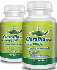 Clorofila en tabletas. Set de 2 frascos con 120 tabletas cada uno