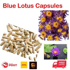 Natural Blue Lotus Flower Capsules (600mg) Nymphaea Caerulea Pure Herbal Organic