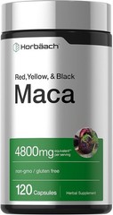 Maca Root Capsules 4800mg | 120 Pills | Red, Yellow, Black Maca | by Horbaach