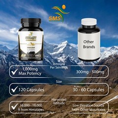 Himalayan Premium Pure Shilajit 120 Caps, IMPROVES VIGOR-VITALITY USA