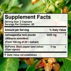 Ashwagandha Extra Strength 3000 Mg Capsules For Anxiety And Stress Relief