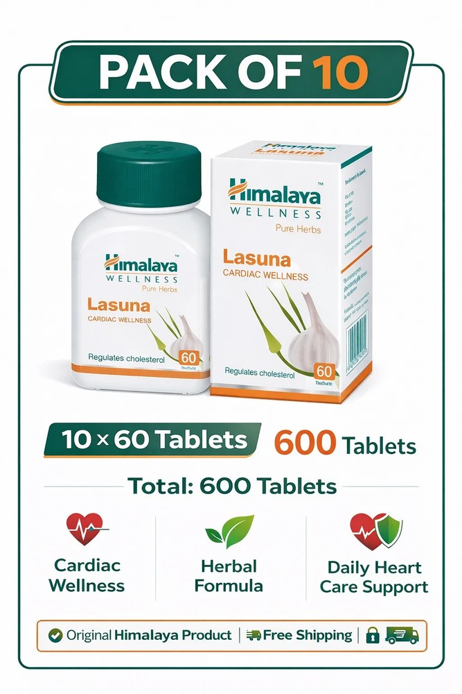 Himalaya Lasuna 60 Tabs x10 – Ayurvedic Cholesterol Support | Heart Health