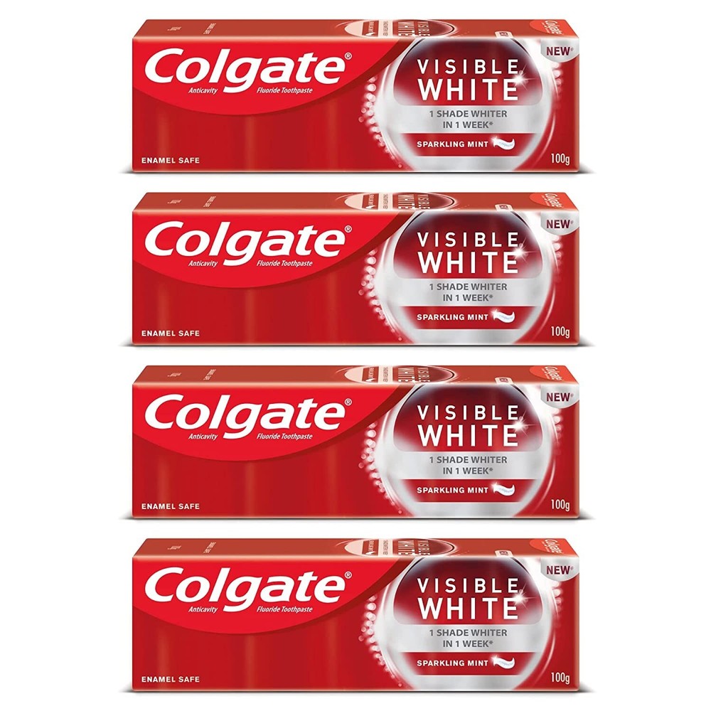 4 X 100gm Colgate Visible White Teeth Whitening Toothpaste Removes Plaque