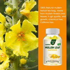 Mullein Leaf Capsules 1500Mg For Respiratory Health Lung Cleanse Detox 60 Pills