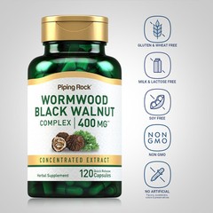 Black Wormwood Walnut Complex | 400mg | 120 Capsules | Non-GMO | by Piping Rock