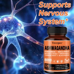 Organic Ashwagandha Capsules 300 Mg Supplement with Black Pepper Root Powder