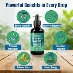 2PACK Pure Soursop 10 in 1 Liquid DropsExtract-Seamoss,Moringa,Black SeedOil