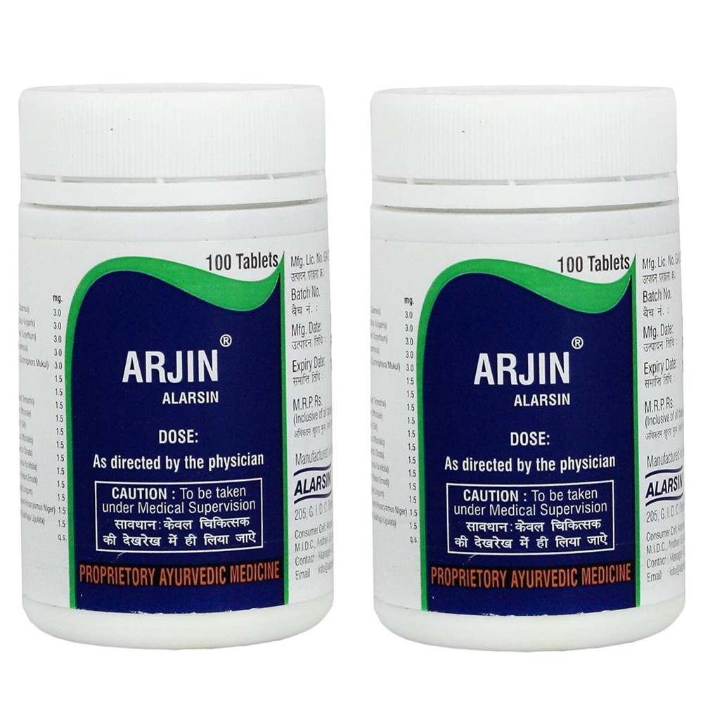 2 x Alarsin ARJIN Tablets (100tab) Useful in High Bp & Heart Problems