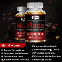 Organic Maca Root Capsules | 240 Pills | Peruvian Maca Extract for Men & Women