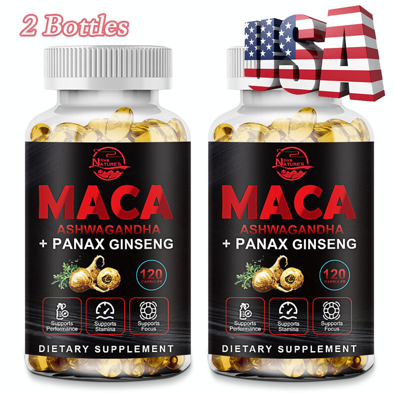 Organic maca root black red yellow 2 x 120 capsules maca extreme extract softgel