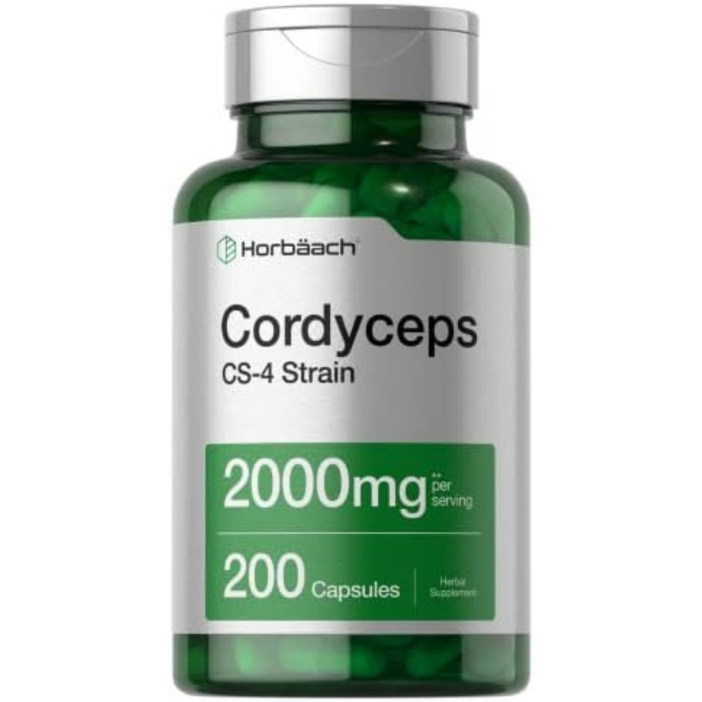 Cordyceps Sinensis Capsules 2000mg | 200 Ct | Mushroom Supplement | by Horbaach