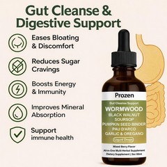 Prozen Wormwood Gut Cleanse Liquid Drops, Nuvian 2 Fl Oz (Pack of 1), 1