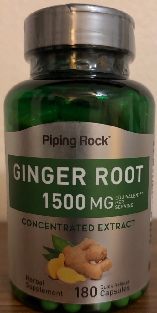 Ginger Root 1500mg/Serving (750mg/Capsule) *180* Capsules Nausea Motion Sickness