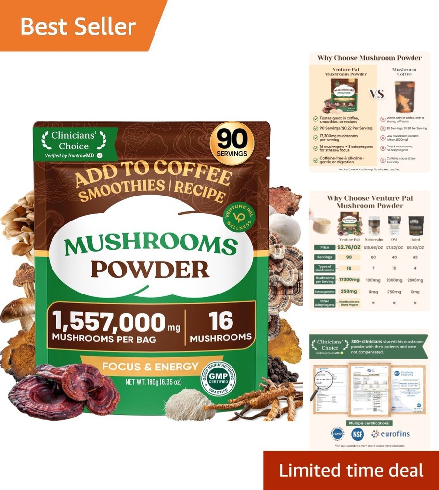 100% Fruiting Body Mushroom Powder – 90 Servings for Vitality & Clarity