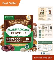 100% Fruiting Body Mushroom Powder – 90 Servings for Vitality & Clarity