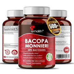 Bacopa Monnieri Extract 90 Capsules 500mg Brahmi Leaf Powder Improves Memory