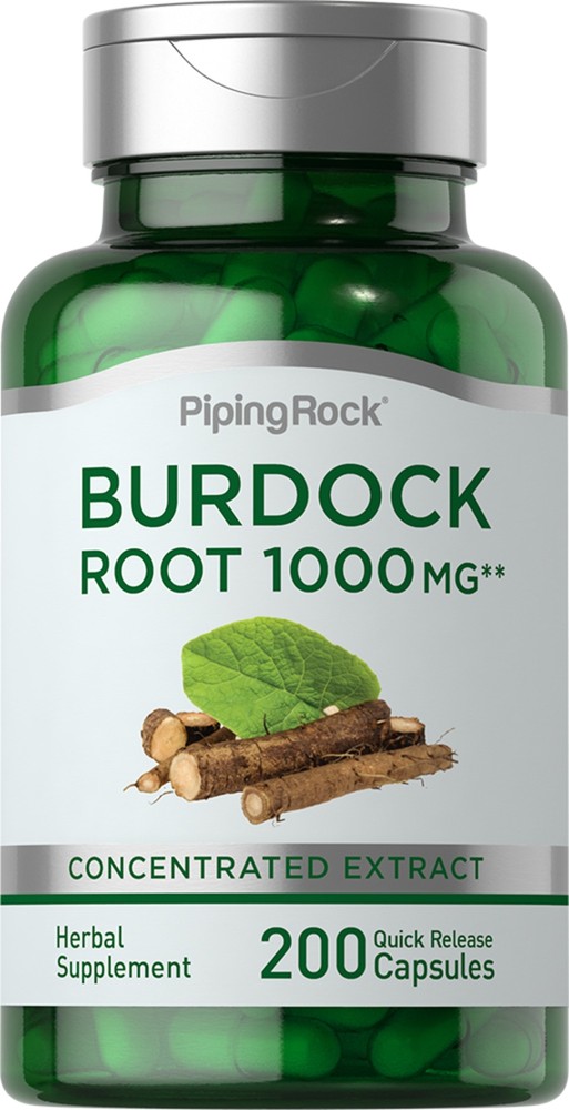Burdock Root Capsules | 1000mg | 200 Count | Non-GMO | by Piping Rock