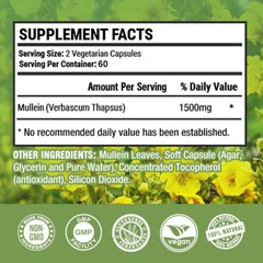 Mullein Leaf Supplements Supports Lung Cleanse Respiratory Function 120 Pills