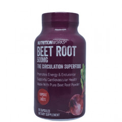 NutritionWorks Beet Root 500MG Capsules Circulation Superfood Support