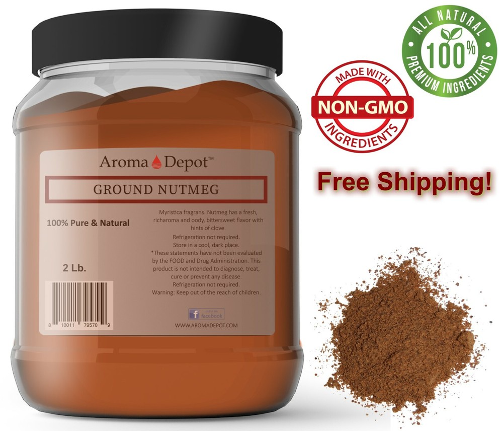 2lb Ground Nutmeg 100% Pure Natural Myristicaceae Nuez Moscada Powder JAR
