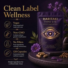 Haritaki Third Eye Capsules Organic Terminalia Chebula Vegan Non GMO 120 Ct..